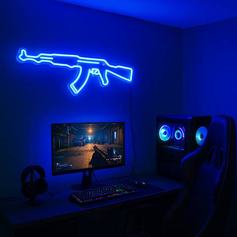 AK-47 Neon Væglampe Blå