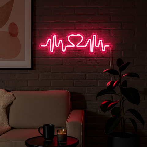 Heartbeat Neon Væglampe Pink