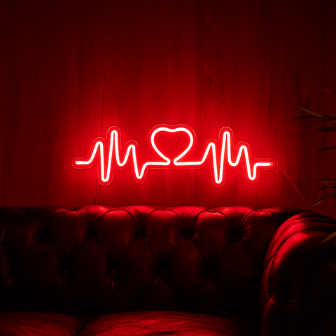 Heartbeat Red Neon Væglampe