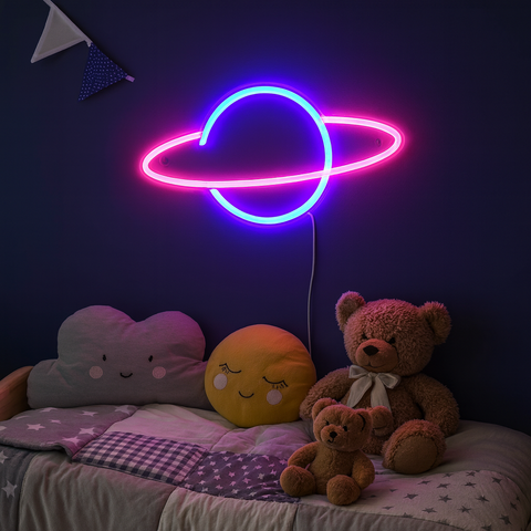 Saturn Væglampe Neon Pink/Blå
