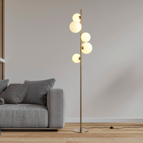 Valencia Gulvlampe Messing/Opal