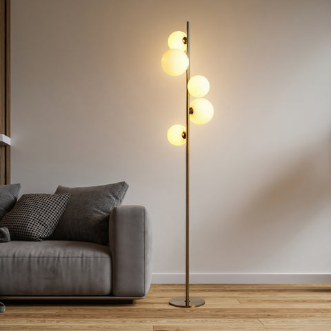 Valencia Gulvlampe Messing/Opal