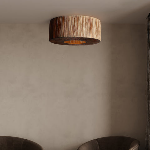 Raffia Loftlampe Ø46