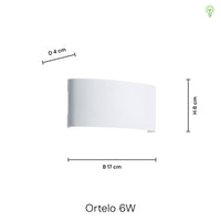 Ortelo 6W 17cm Væglampe Hvid