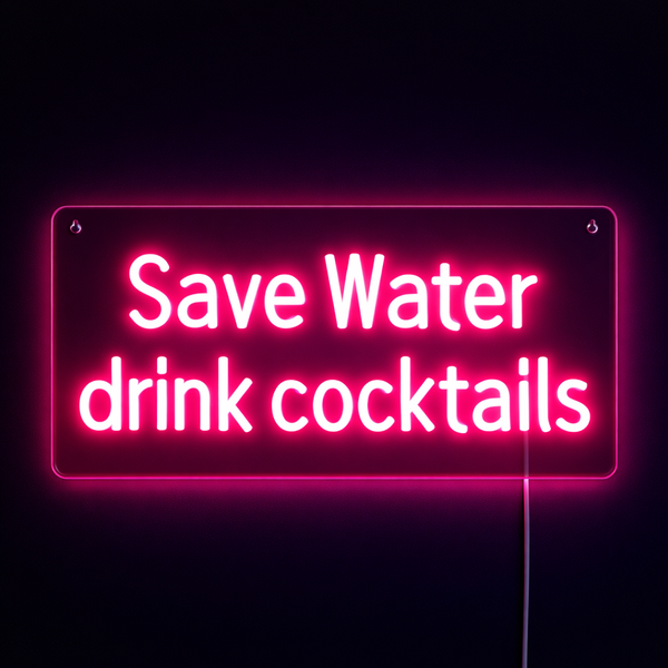 Save Water Drink Cocktails Neon Væglampe