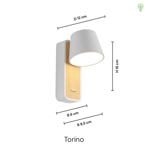 Torino Væglampe Hvid/Trælook