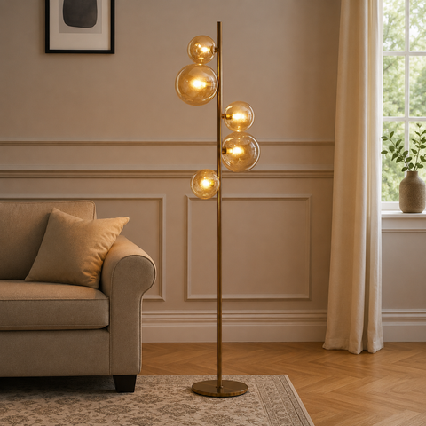 Valencia Gulvlampe Messing/Amber