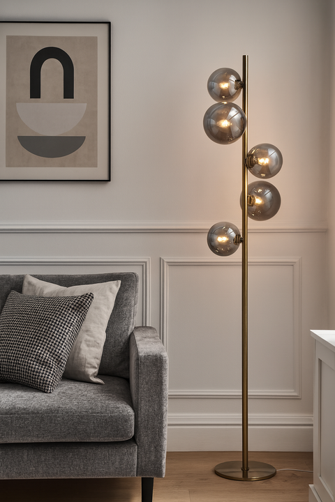 Valencia Gulvlampe Messing/Smoke