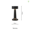 Verona LED Trådløs Bordlampe Sort