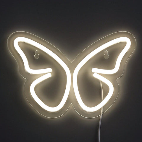 Butterfly Neon Væglampe Varm Hvid