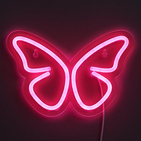 Butterfly Neon Væglampe Pink