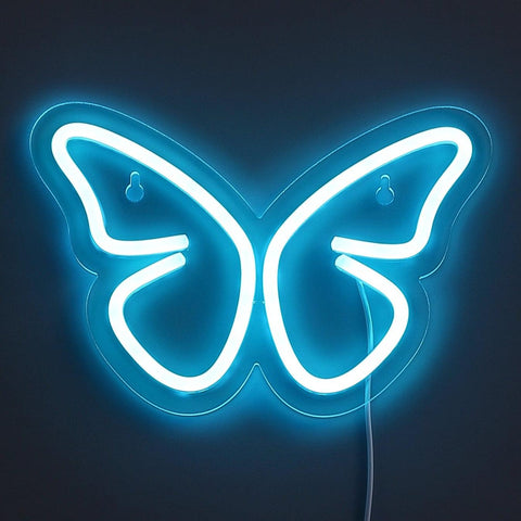 Butterfly Neon Væglampe Lyseblå