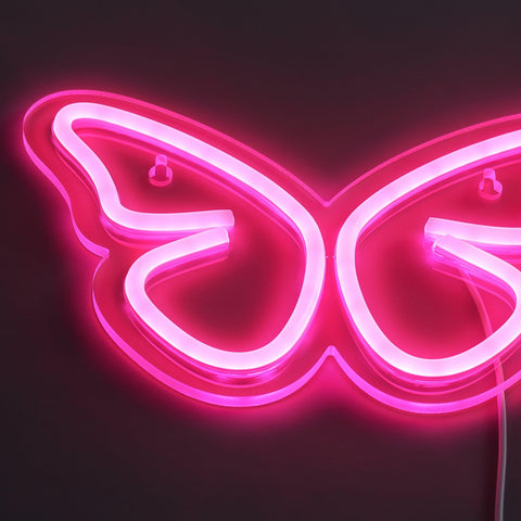 Butterfly Neon Væglampe Pink