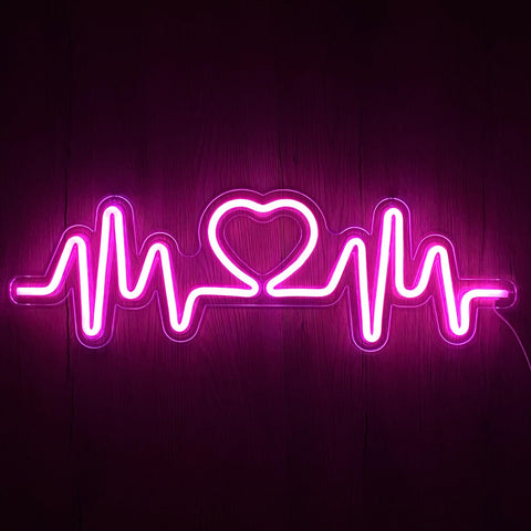 Heartbeat Neon Væglampe Pink