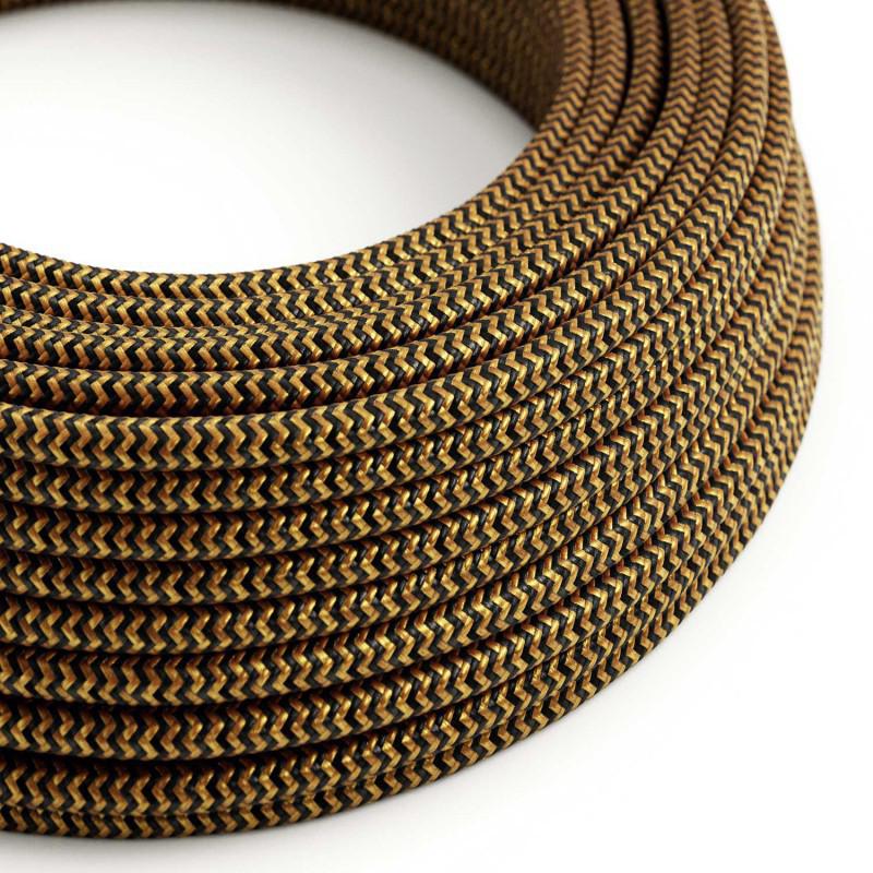 Stofledning Viskose Sort/Guld Zig Zag
