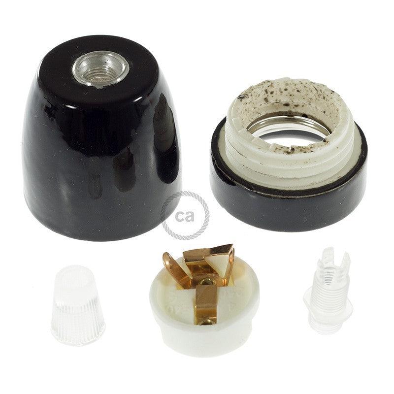 Porcelæn E27 Fatnings Kit Sort